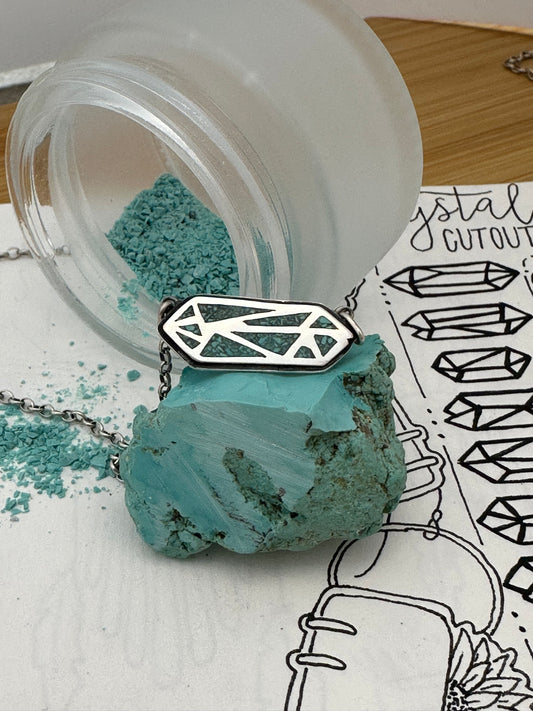Petite Crystal Point Necklace // Royston Turquoise Inlay