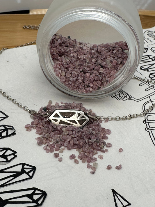 Petite Crystal Point Necklace // Ruby Inlay