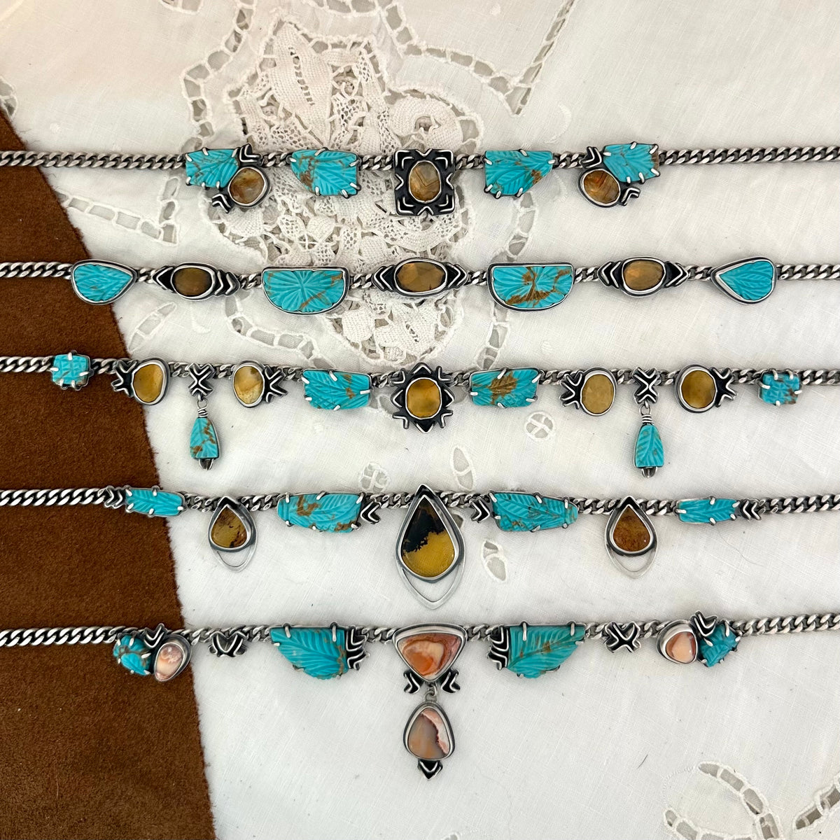 Carved Kingman + Brandy Citrine // Statement Choker No. 2
