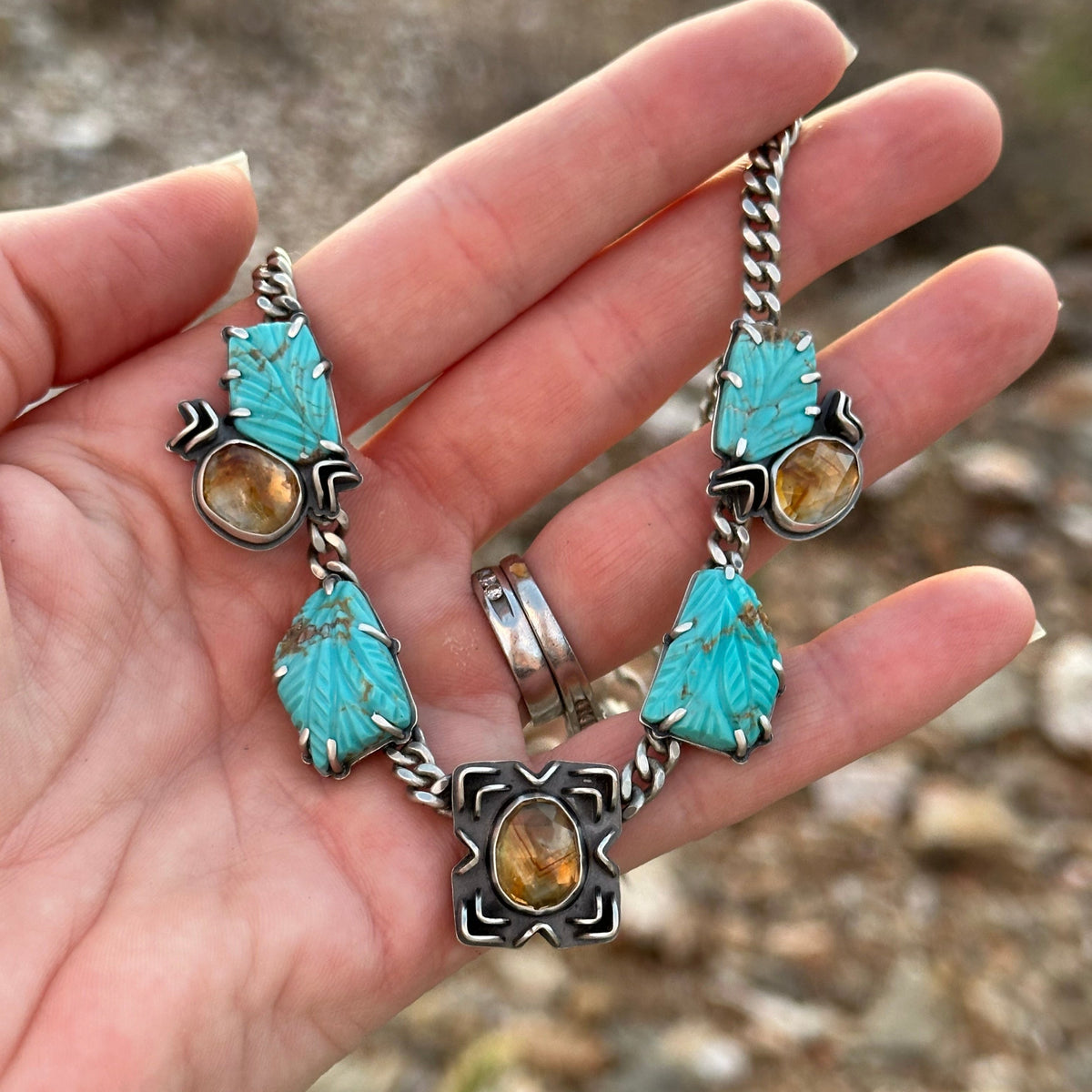 Carved Kingman + Brandy Citrine // Statement Choker No. 2