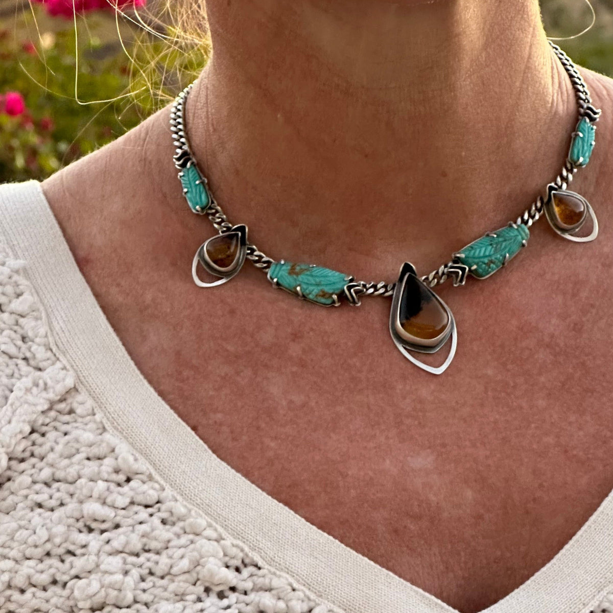 Carved Kingman + Amber // Statement Choker No. 3