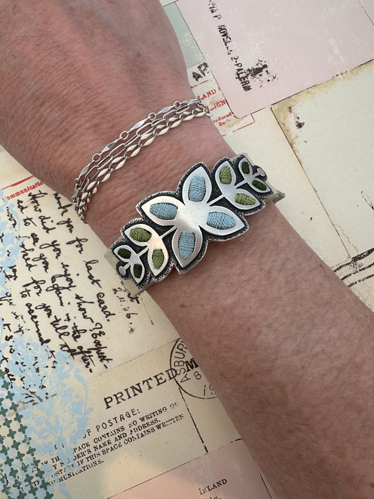 Nordic Garden Bracelet // Silver, Silk + Leather