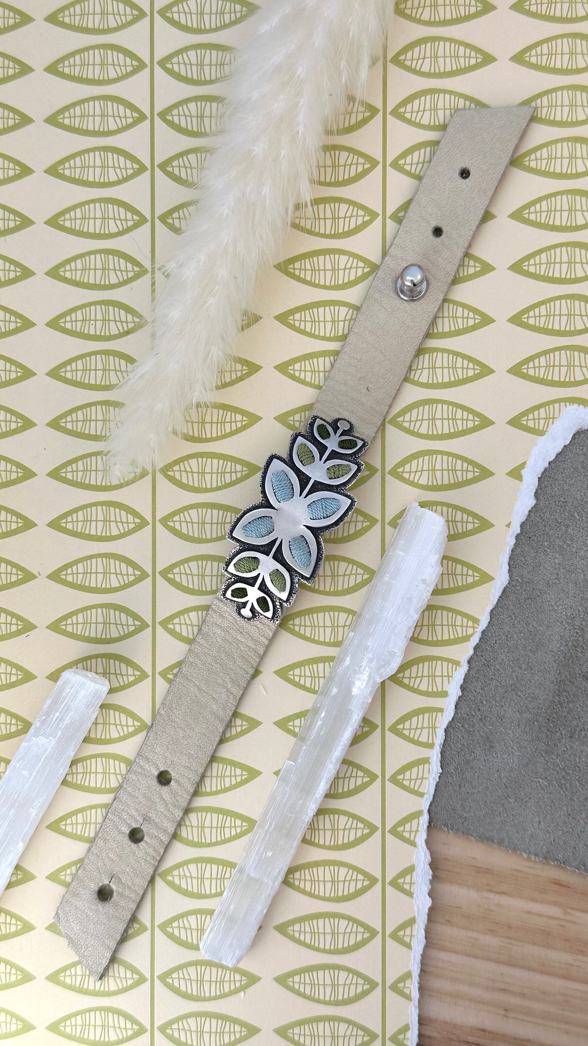 Nordic Garden Bracelet // Silver, Silk + Leather
