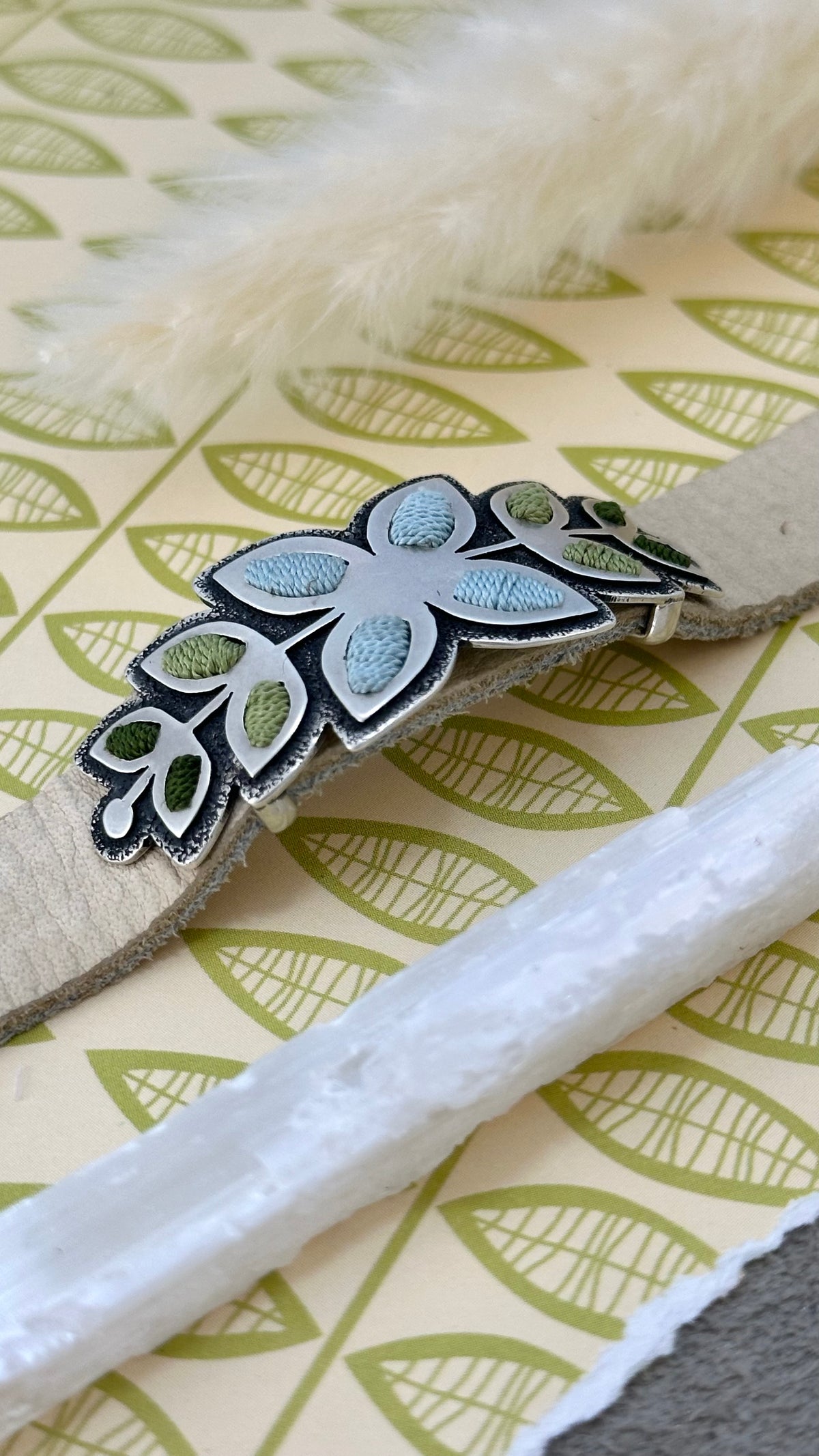 Nordic Garden Bracelet // Silver, Silk + Leather