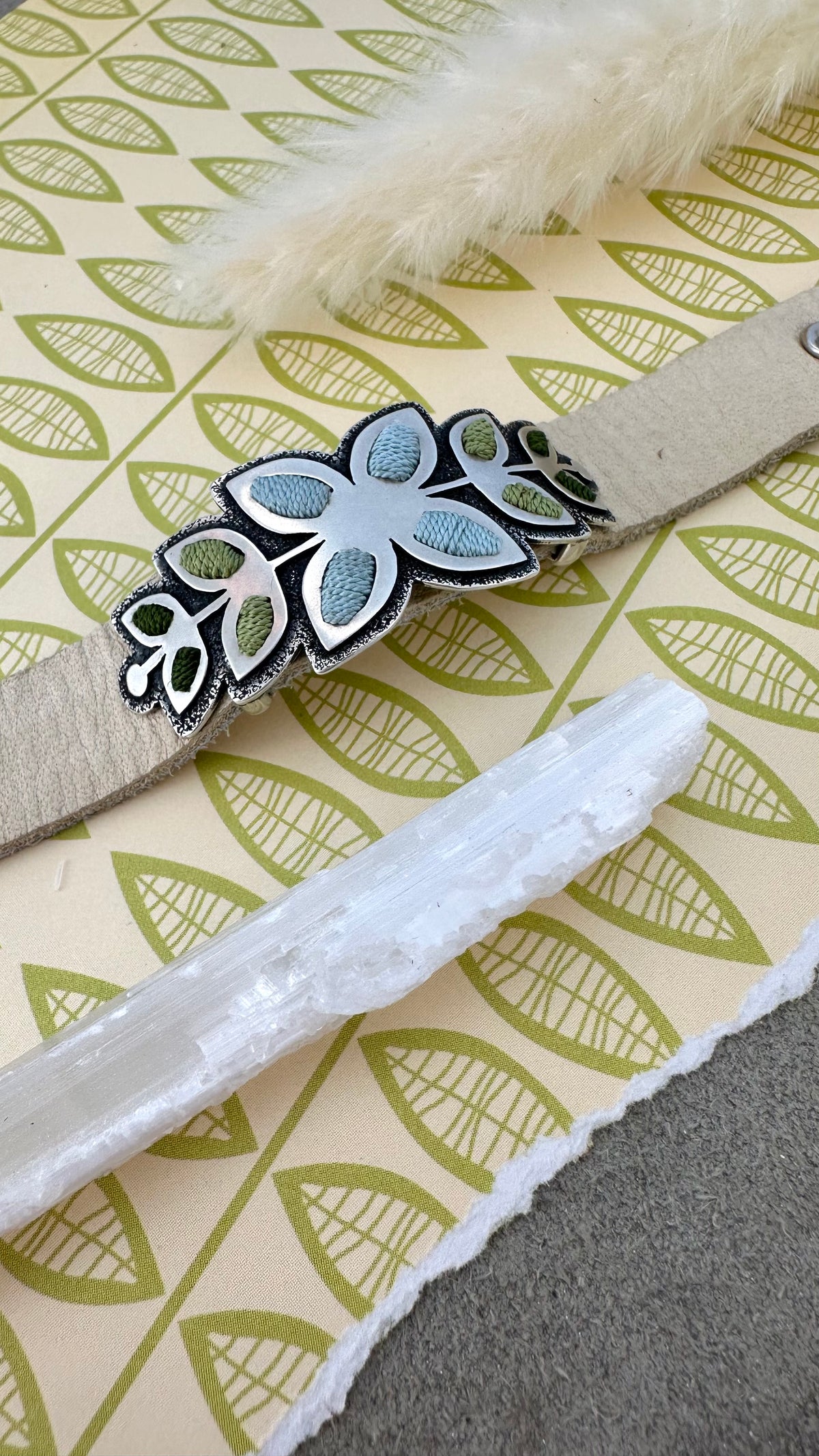 Nordic Garden Bracelet // Silver, Silk + Leather