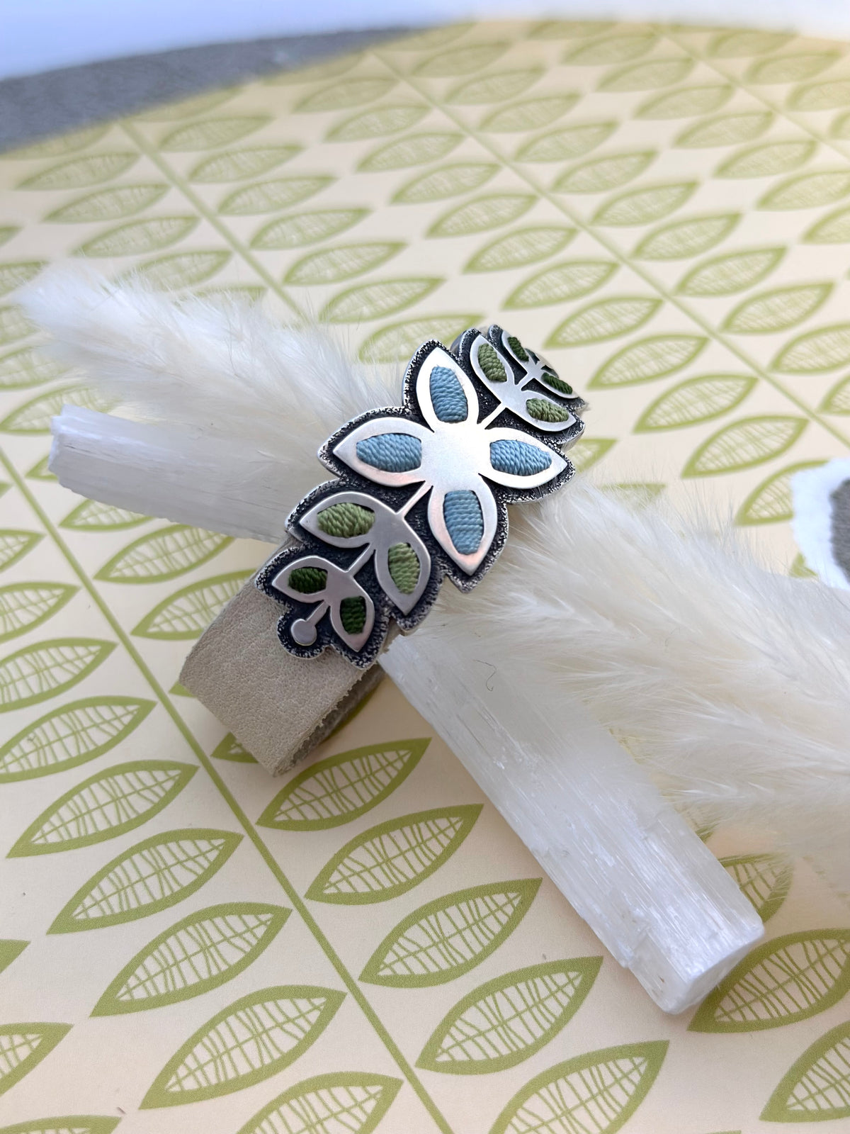 Nordic Garden Bracelet // Silver, Silk + Leather