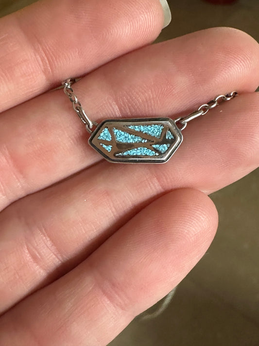 Petite Crystal Point Necklace // Sleeping Beauty Turquoise Inlay