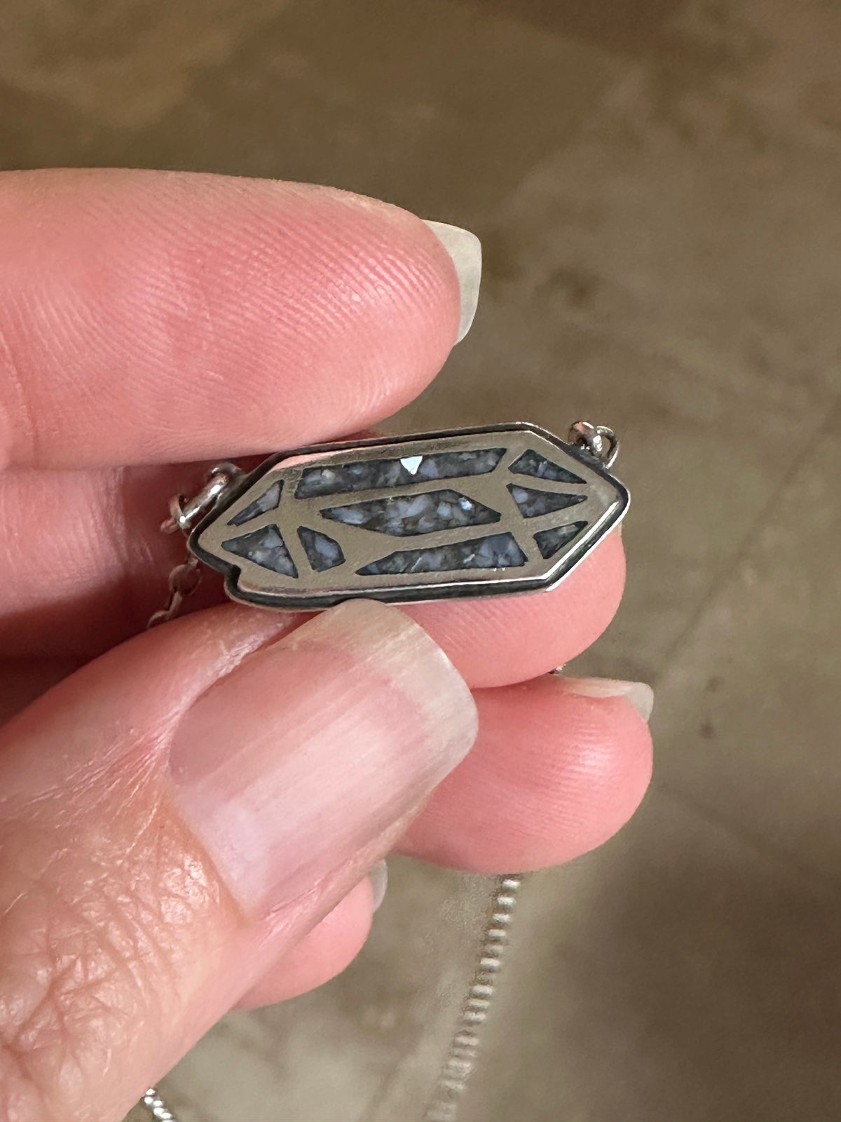 Petite Crystal Point Necklace // Mother of Pearl Inlay