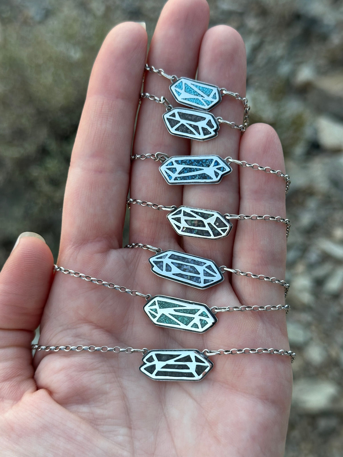 Petite Crystal Point Necklace // Sleeping Beauty Turquoise Inlay