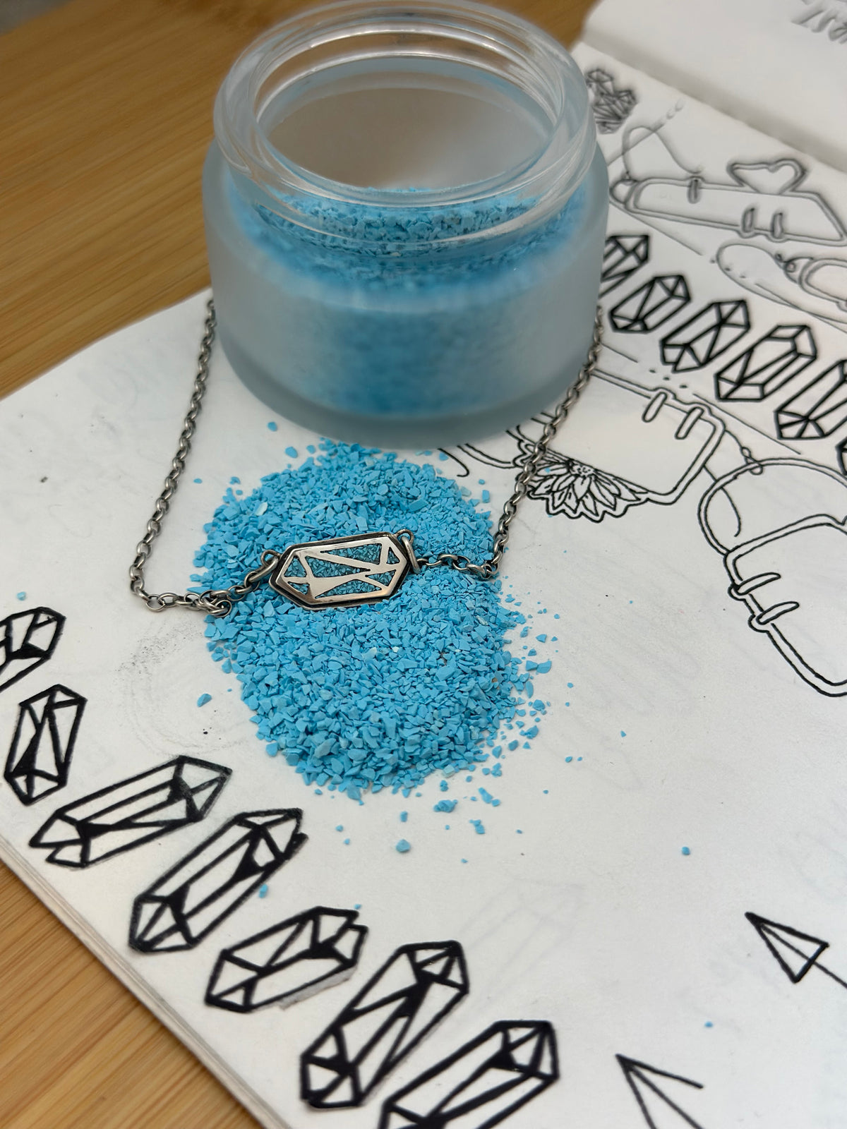 Petite Crystal Point Necklace // Sleeping Beauty Turquoise Inlay