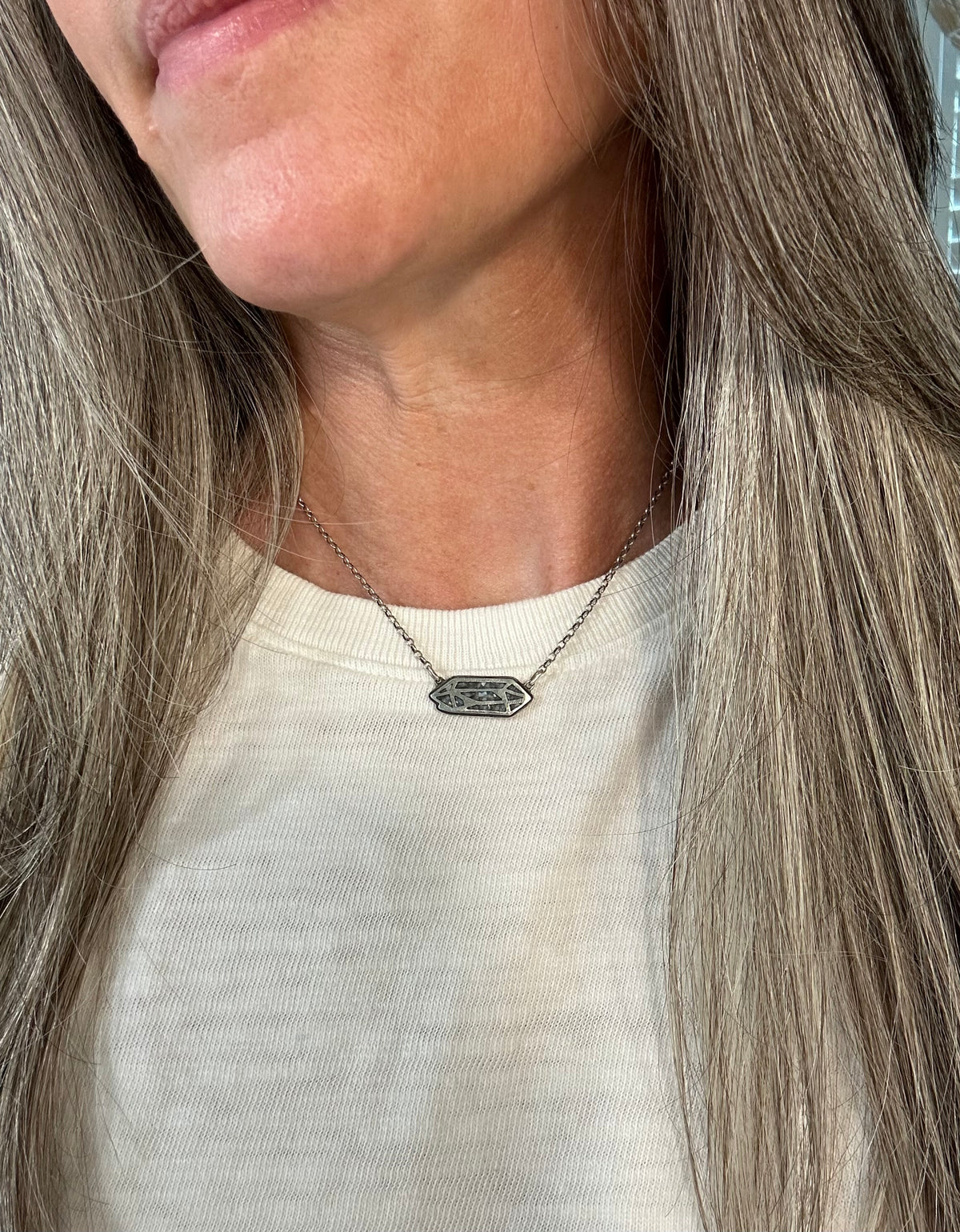 Petite Crystal Point Necklace // Mother of Pearl Inlay