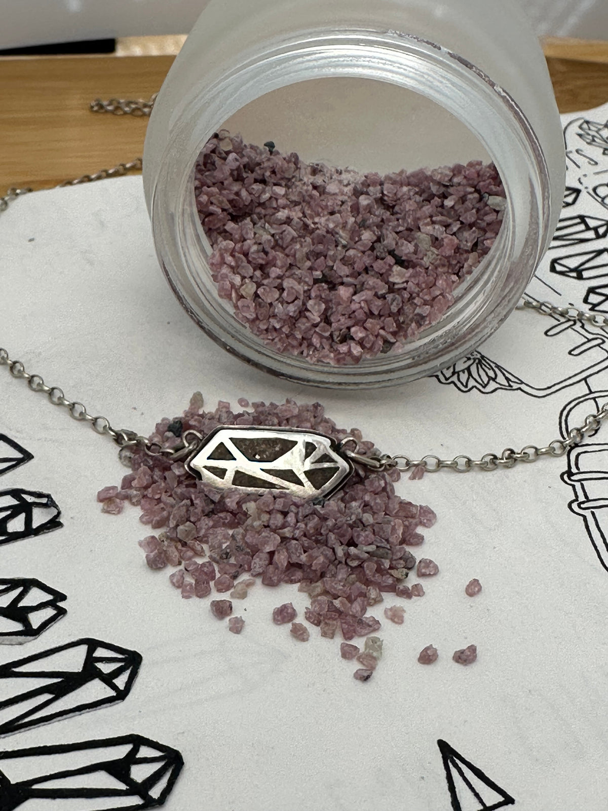 Petite Crystal Point Necklace // Ruby Inlay