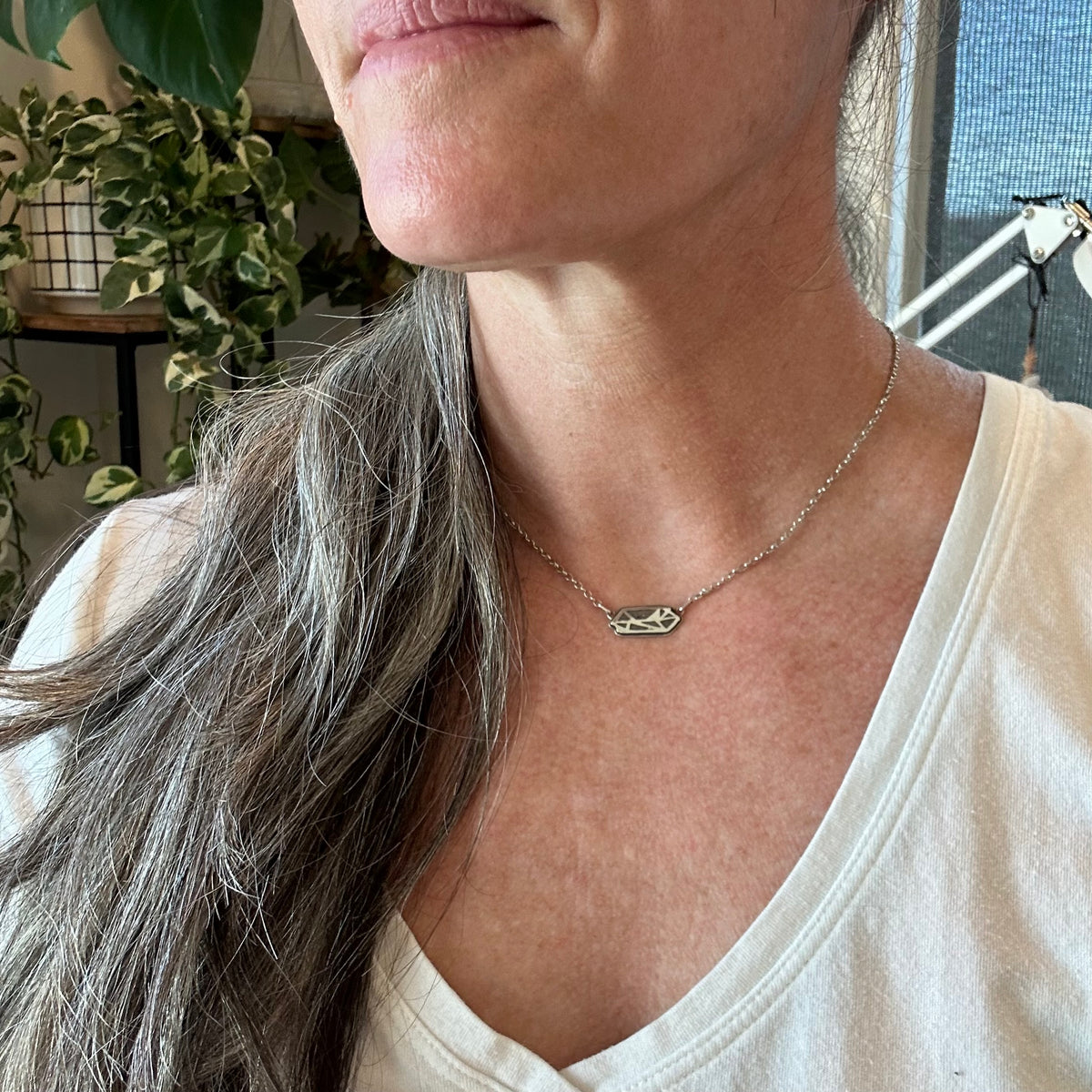 Petite Crystal Point Necklace // Ruby Inlay