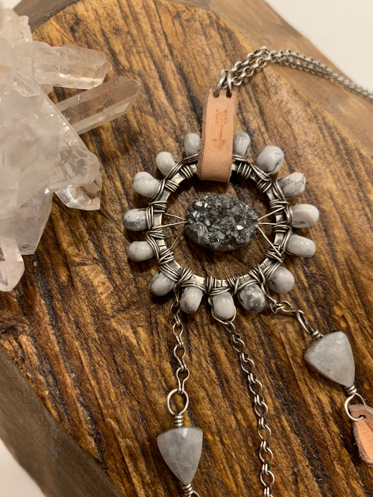 Dream Catcher Talisman Necklace // Grey
