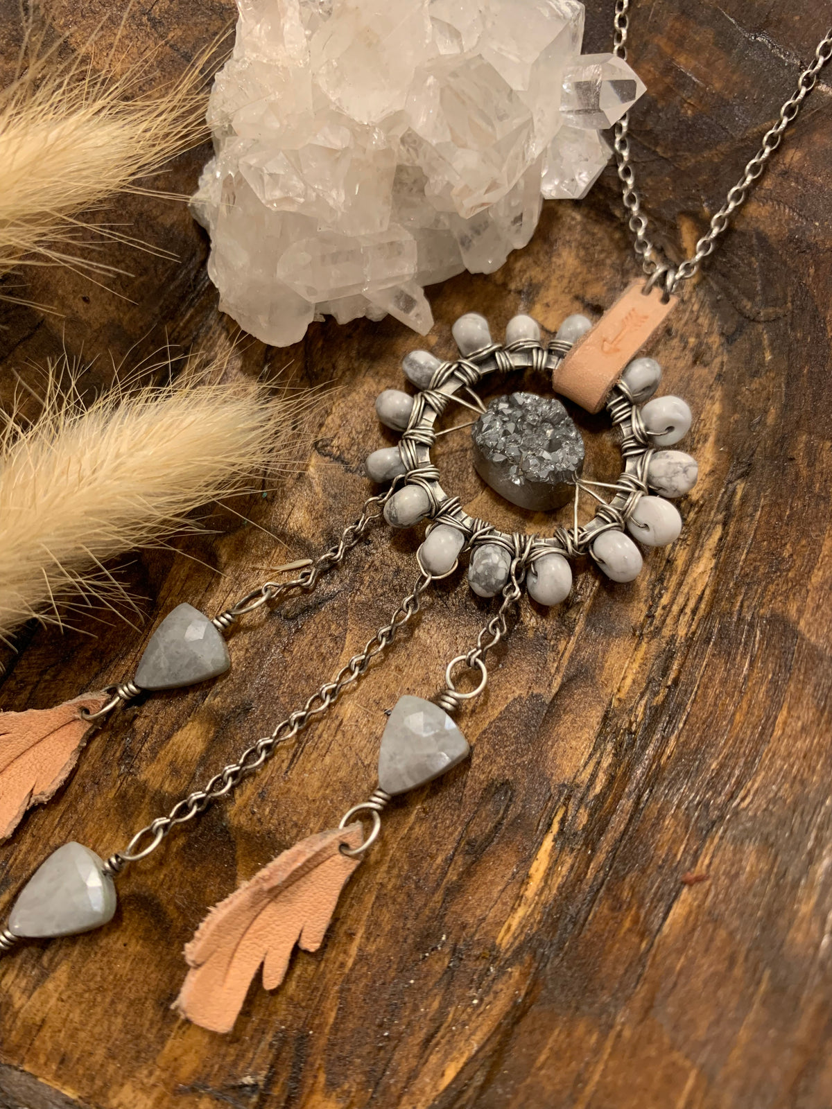 Dream Catcher Talisman Necklace // Grey