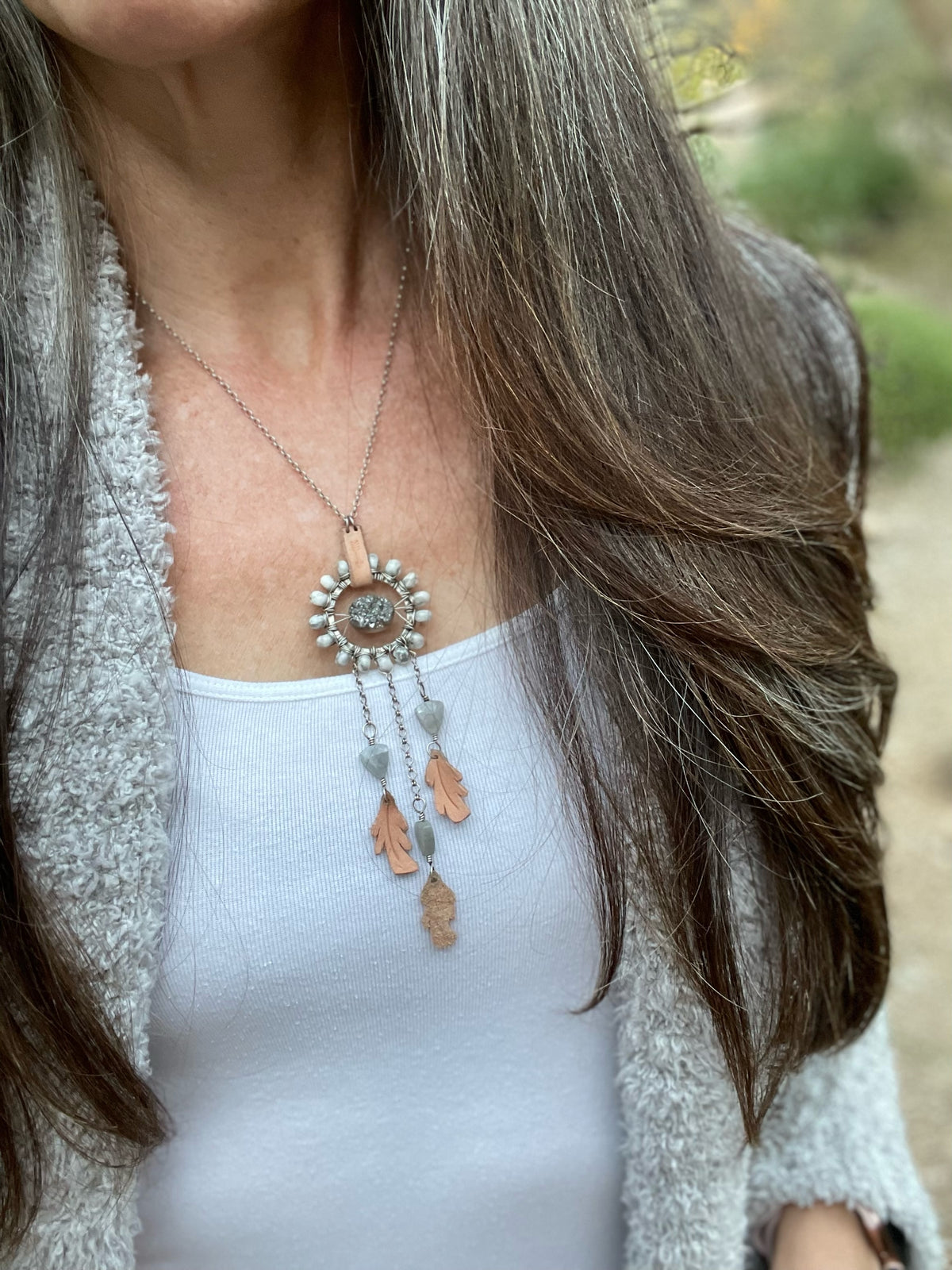 Dream Catcher Talisman Necklace // Grey